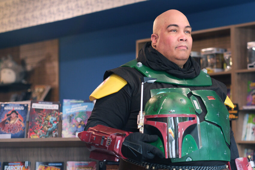 Local cosplayer Eric &ldquo;The Smoke&rdquo; Moran posed for photos with Multiverse customers during the store&rsquo;s celebration of Free Comic Book Day, which coincided this year with Star Wars Day.