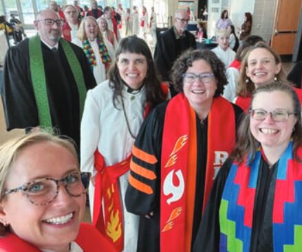Rev. Dr. Beth Stroud (in black robe and red stole) was restored as an elder in full connection at the clergy session of the Eastern Pennsylvania Annual Conference.
