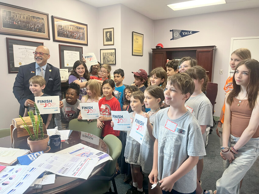 Students from C.W. Henry School and Henry Houston School visited State Representative Chris Rabb's Harrisburg office to lobby for passage of a school funding bill.