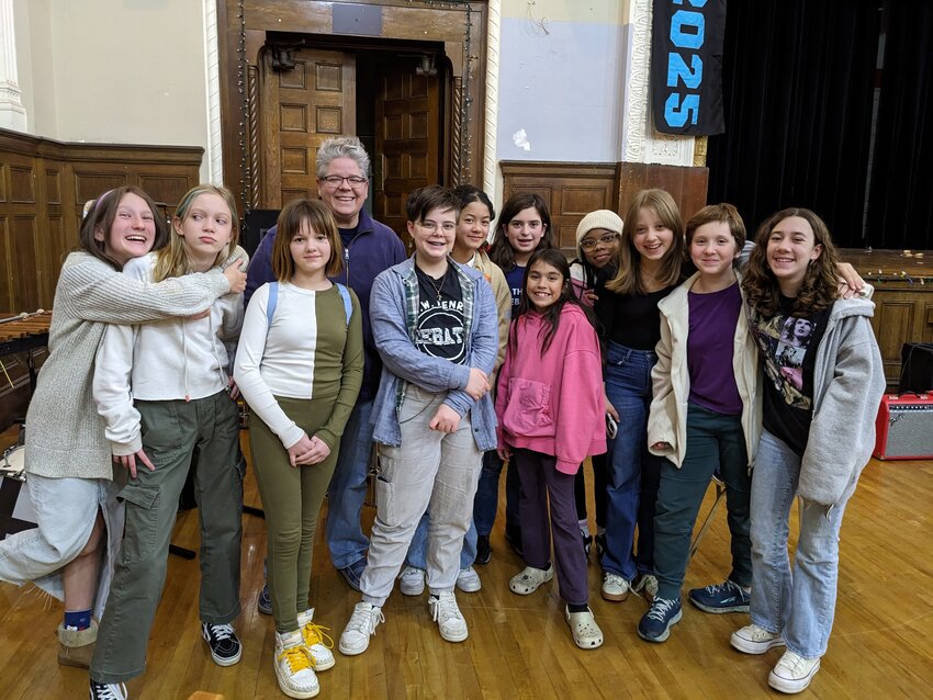 Francesca Cantarini (fourth from left) is an award-winning social studies teacher for the sixth, seventh and eighth grades at the Charles W. Henry School in West Mt. Airy.