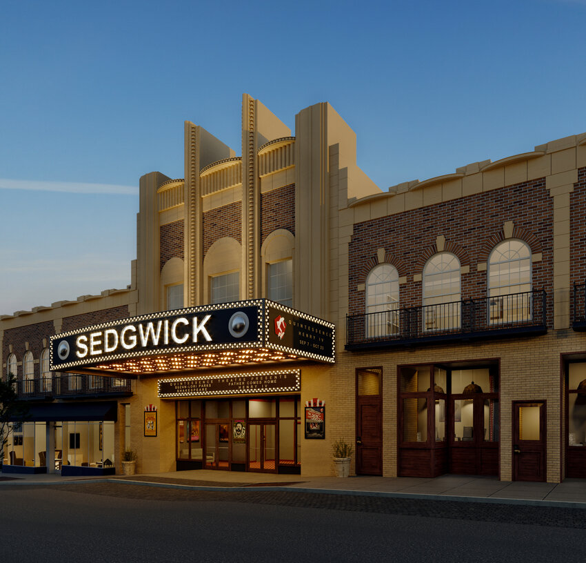 A rendering of the planned restoration of the theater's historic marquis