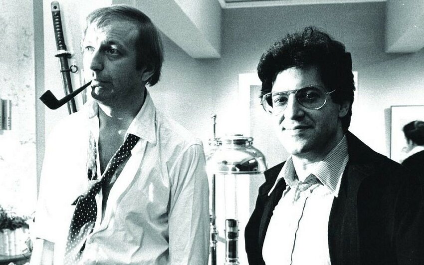 East Mt. Airy&rsquo;s Mark Forstater (right) in 1975, with Graham Chapman, one of the six members of the British surreal comedy group Monty Python. Chapman died of spinal cancer in 1989 at age 48.