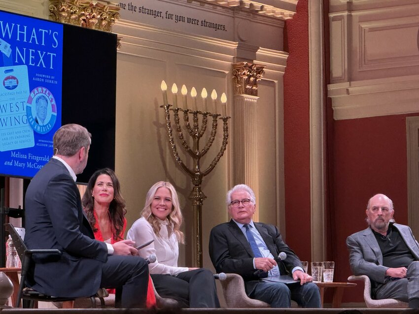 Fitzgerald (second from left) and her co-author, Mary McCormack (third from left), aided by other &ldquo;West Wing&rdquo; cast members, are currently on an extensive book tour to promote &ldquo;What's Next.&rdquo;