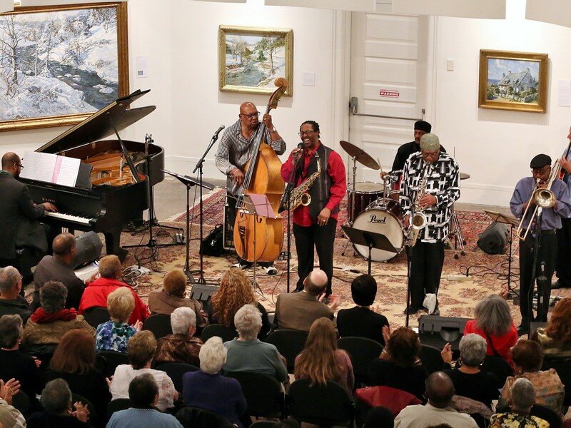 Concert goers can bop to Dizzy, cry to Etta and swing to Gershwin when the Arpeggio Jazz Ensemble (above) performs Fridays during Woodmere Art Museum&rsquo;s fall concert series.