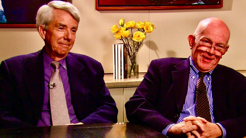 Donald Barlett (right), of Chestnut Hill, and James Steele, two of the most respected and honored figures in the history of American journalism.