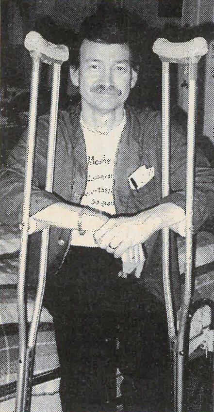 Len Lear is seen in 1998, recovering in his home from a broken hip and pelvis. He insists he fell while attempting to climb Mt. Airy.