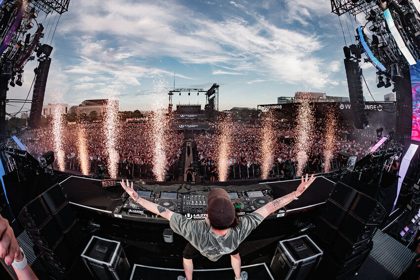 Dubstep star Jesse Kardon, who works from a studio in his Chestnut Hill house, performs to a sellout crowd at the Ultra Music Festival in Japan.