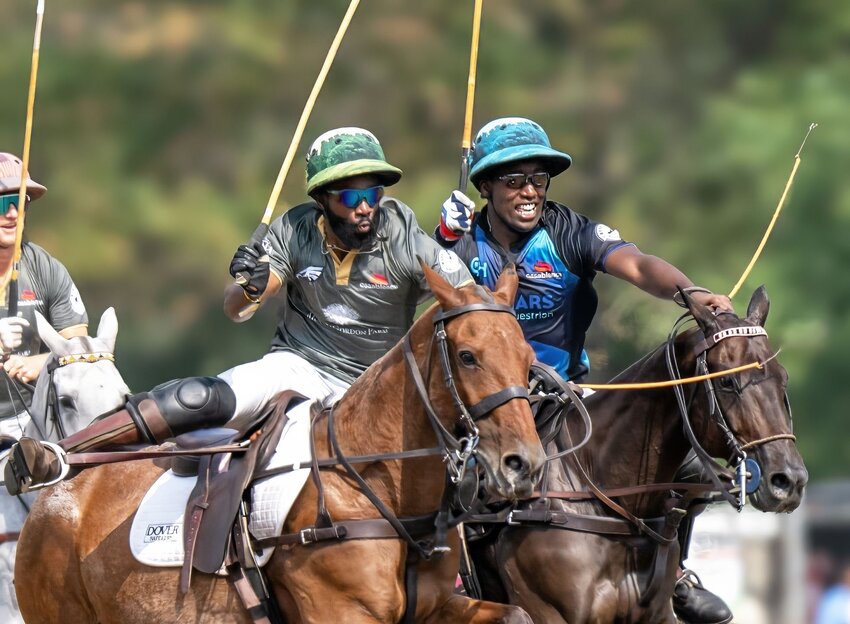 Kareem Rosser (right) plays in the 2024 annual Philly Polo Classic, which he co-founded.