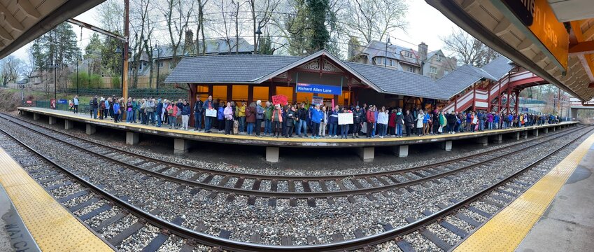 Mt. Airy residents wait at the Richard Allen station for Sunday&rsquo;s Center City protest.