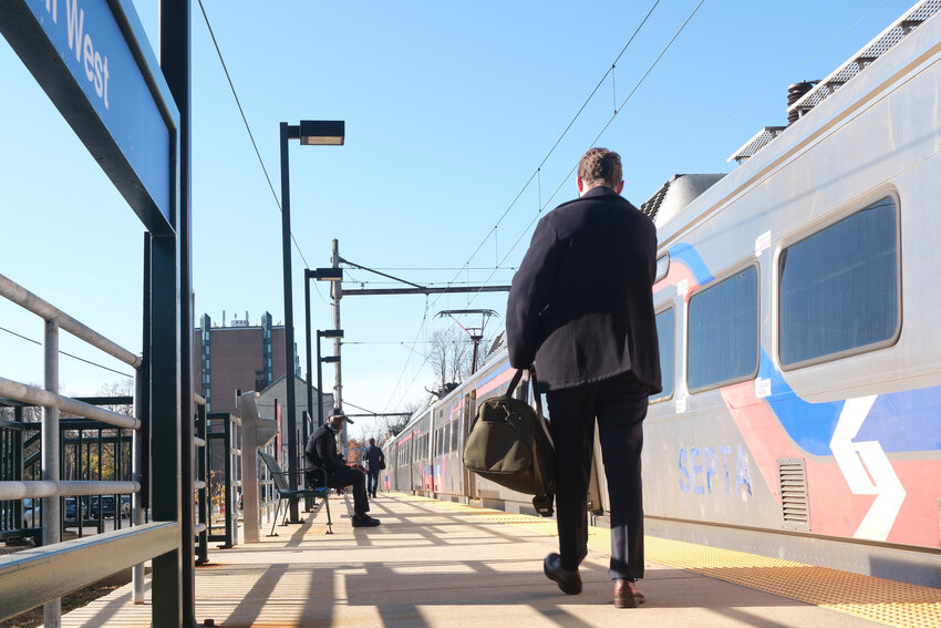 Commuters take the Chestnut Hill West line on a weekday morning.