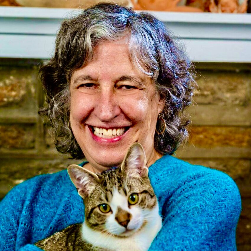Mt. Airy author Lynn Gregory, with her cat Skeeter, will appear at booked, 8511  Germantown Ave. on Saturday, April 19, at 11 a.m., to discuss her just-released  third historical novel, &ldquo;You've Found Her.&rdquo;