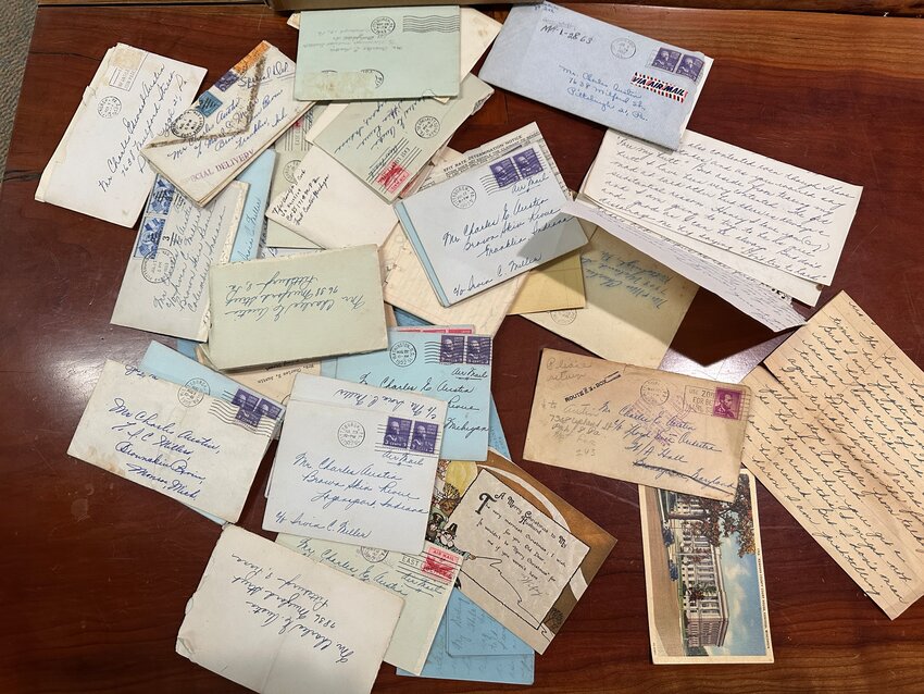 Some of the 117 letters and postcards from the 1950s.