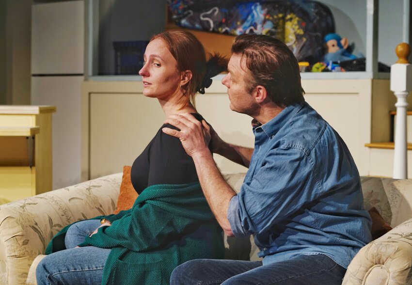 Olivia Gendron and Brian Scott Campbell portray grieving parents in playwright David Lindsay-Abaire&rsquo;s Pulitzer Prize-winning play &lsquo;Rabbit Hole,&rsquo; running through April 27 at The Stagecrafters Theater.