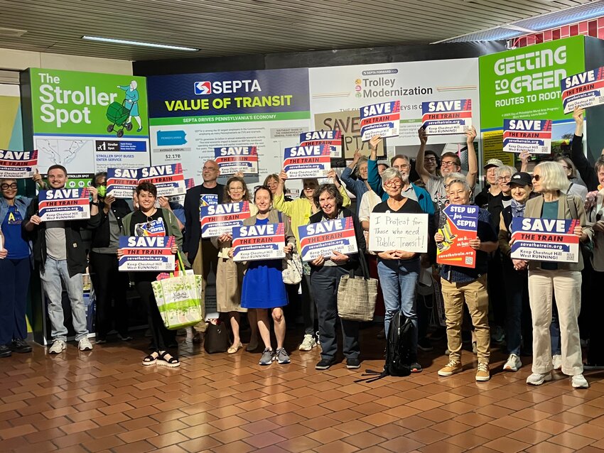 Local residents gathered at SEPTA headquarters, urging more state funding.