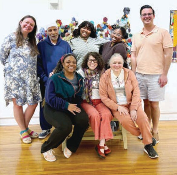 Art Forward&rsquo;s Community Action Team (from top left to right) Vita Litvak (Allens Lane executive director), Ebo Darien (Germantown resident and musician), Mechele Abraham-Avery (Allens Lane programs director), Naomieh Jovin (lead Art Forward artist, Germantown resident, and photographer) and Phil Dawson (executive director, Mt. Airy CDC). (Bottom front row, left to right) are Shania Bronson (Houston Elementary art teacher), Lisa Jo Epstein (Just Act founder) and Kathy Sutton (co-business owner of Germantown Tees, and Germantown resident).