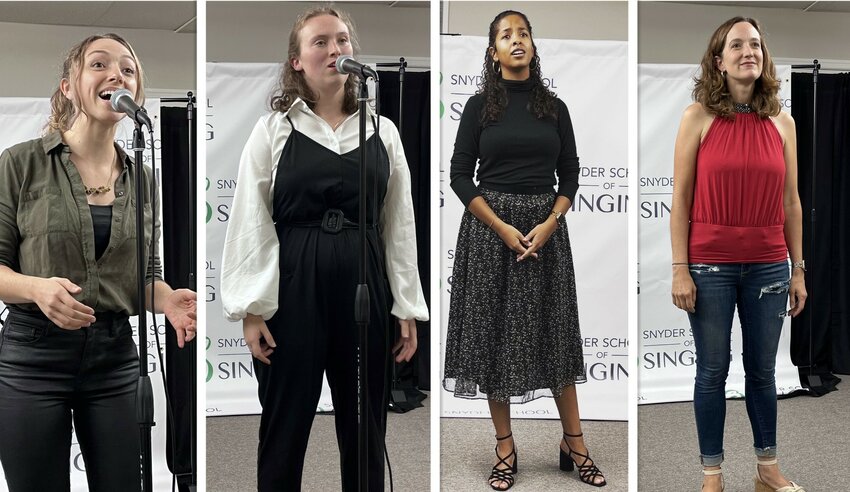 Chelsea Aubert (from left) is a former instructor at the Snyder School of Singing. Willa Douglas, Megnot Toggia and Julie Snyder are current teachers.