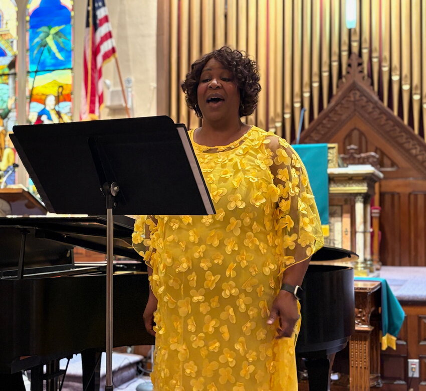 Singer Laurice Kennel, who organized the Juneteenth program at First Presbyterian Church in Germantown, performs at a Black History Month event earlier this year.