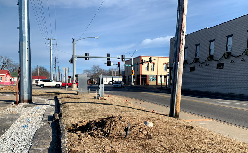 A SECTION OF POWER LINES running along the north side of Highway 14 in Nixa had to be relocated in order for the road to be widened to five lanes.