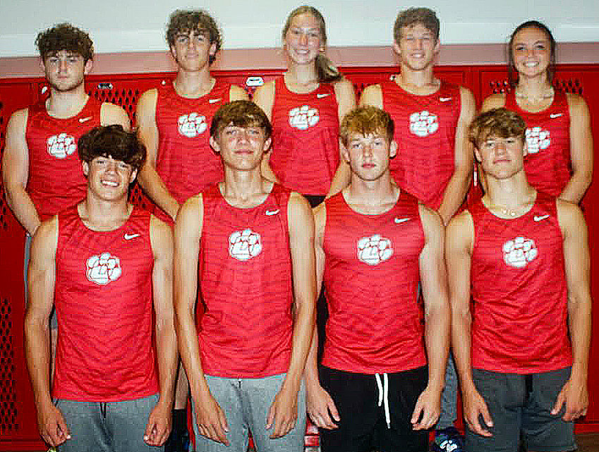 OZARK STATE QUALIFIERS include (front row, l-r) Ben Miller, Peyton Ligon, Ryan Dotson Will Scheer, (back row, l-r) Jack Bowers, Hunter Johnson, Hannah Vorhies, Nolan Moeller and Abby Beets.