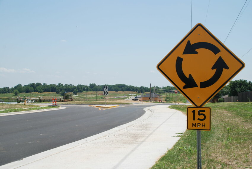 The new roundabout along the intersection of Norton Rd. and Pembrook Ave. is part of the Truman Blvd. extension project in Nixa.