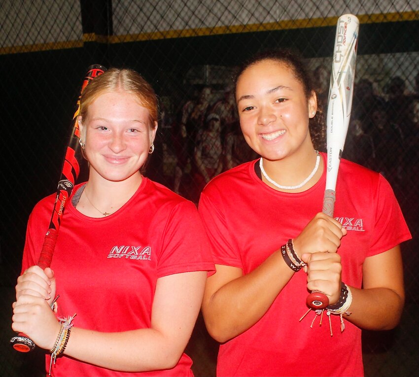 NIXA'S JALYN MABE AND JORDAN PHILLIPS will start alongside each other as part of the Lady Eagles' infield this season.