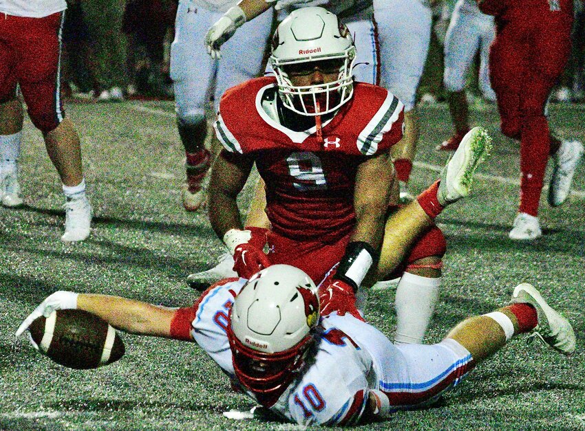 NIXA'S SPENCER WARD records a tackle against Webb City in Week One.