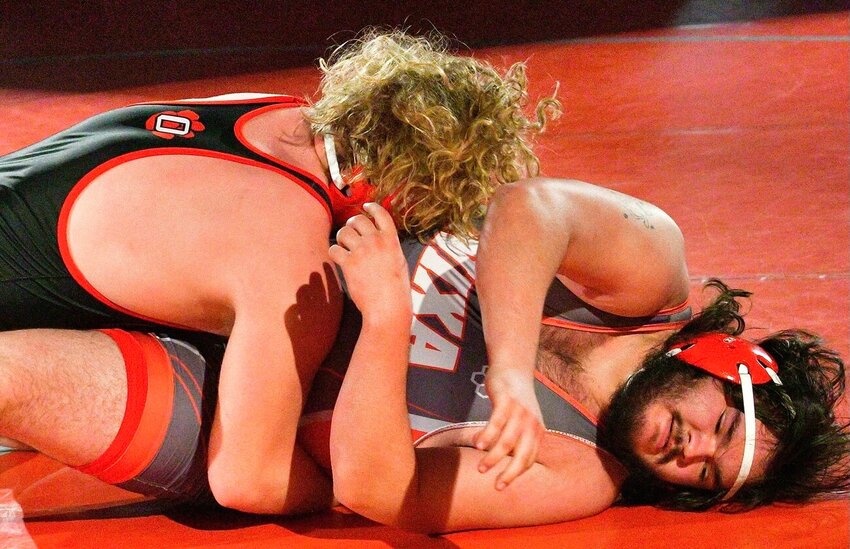 OZARK'S RUBEN ARVIZU gets set to roll over his opponent at 285.