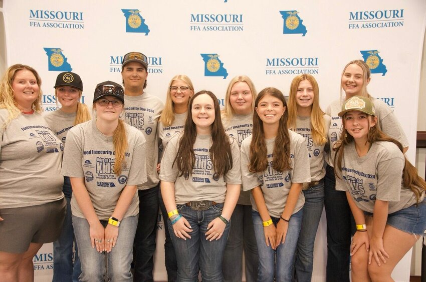 Nixa FFA students at the 2024 Missouri State FFA Food Insecurity Day of Service/Missouri Farmers Care Foundation Drive to Feed Kids.