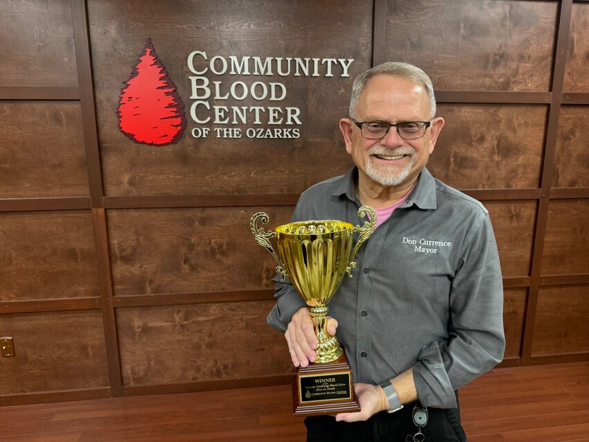 With a total of 42 blood donations for Ozark, Ozark Mayor Don Currence won this year’s 4th annual Ozark vs. Nixa Mayors Challenge Blood Drive.