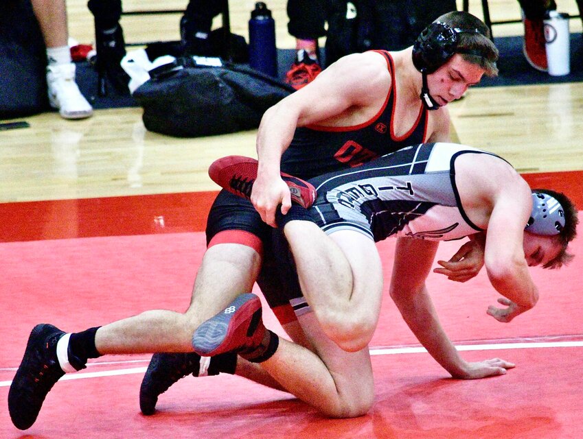 OZARK'S DAYTON MOISON gains control of his opponent.
