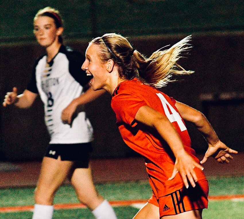 OZARK'S CHLOE KONDRACKI is all smiles after a game-winning goal last season.