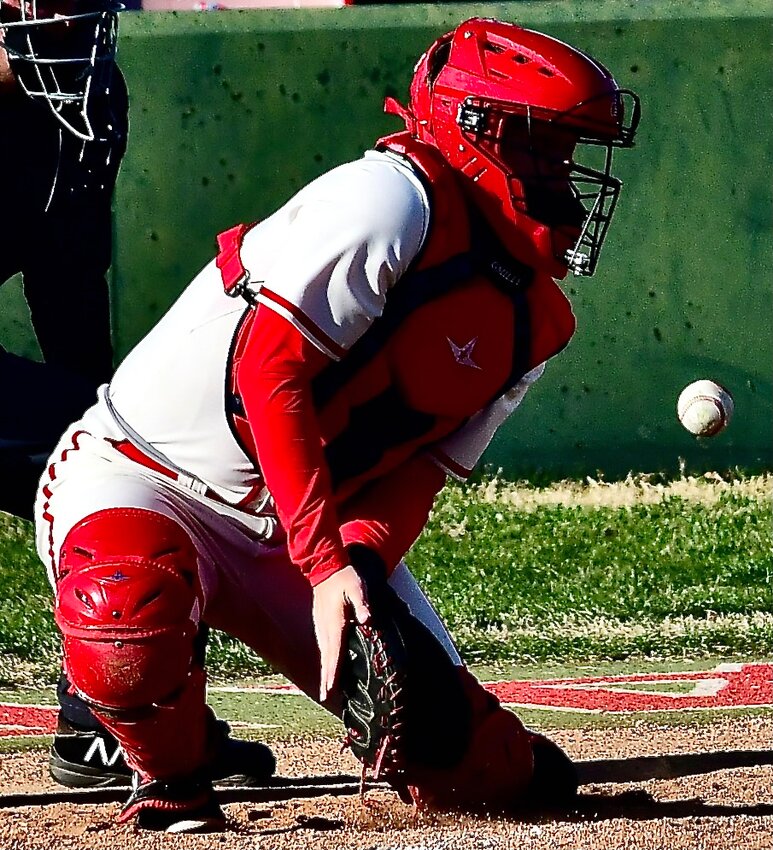 OZARK'S GANNON MILLER squares up to a pitch in the dirt.