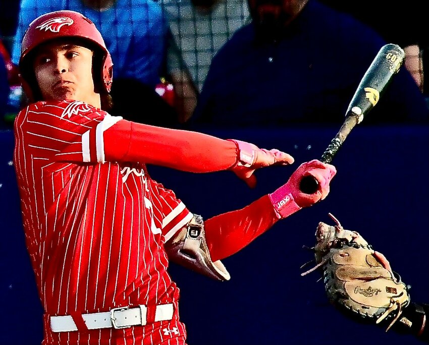 NIXA'S WYATT VINCENT follows through on a swing.