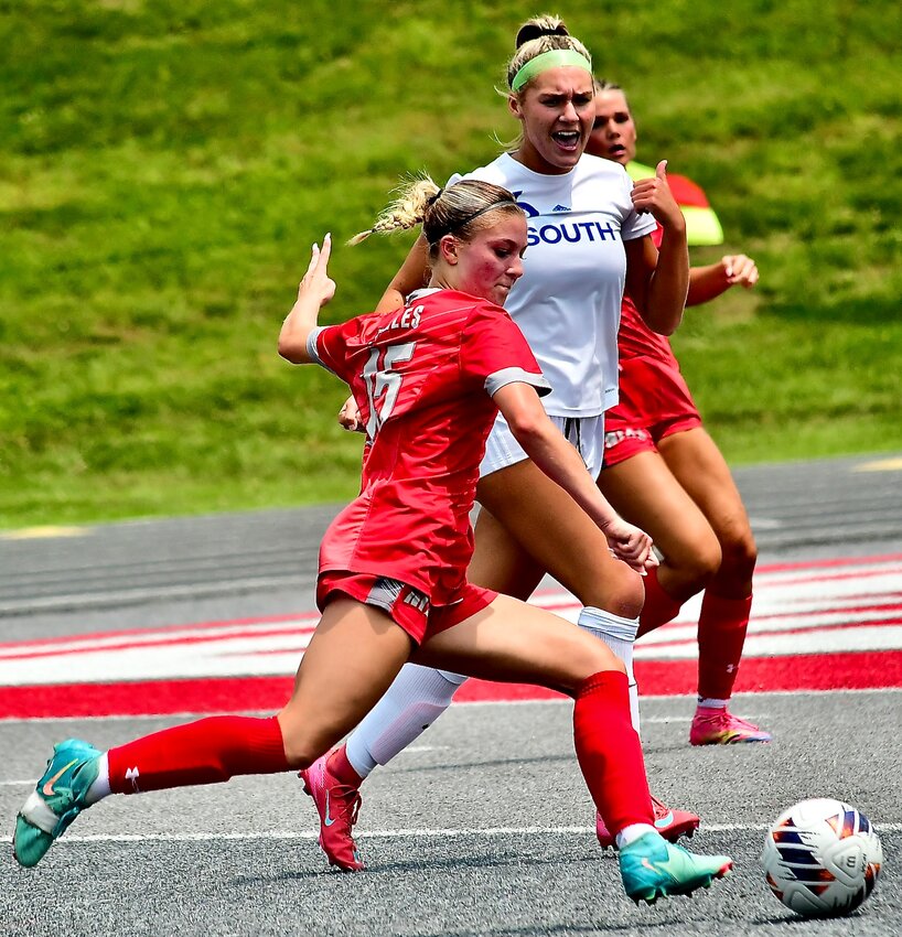NIXA'S JADE JOHNSON attempts a shot on goal.