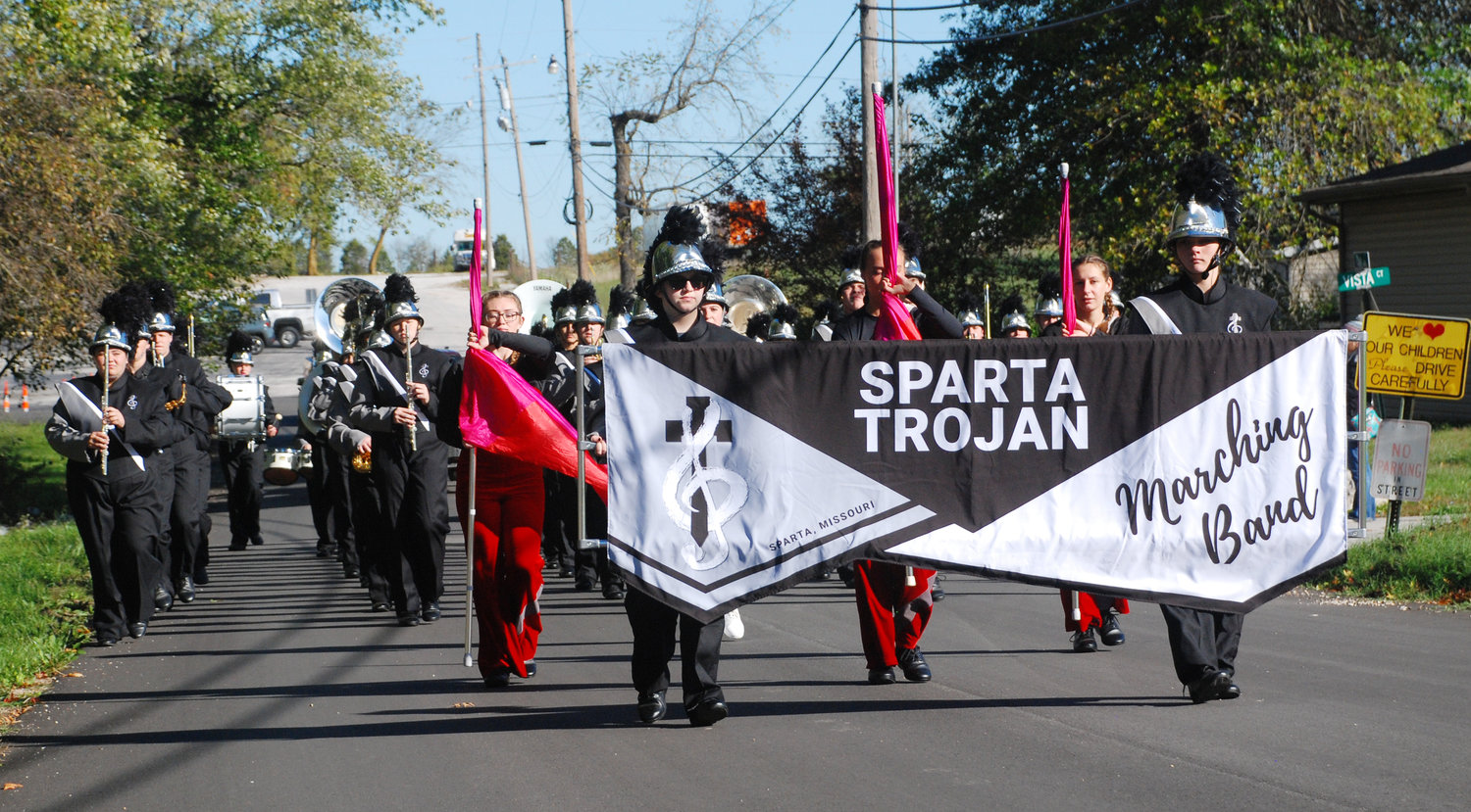 THE SPARTA HIGH SCHOOL MARCHING BAND performed in the 2021 Sparta Persimmon Days parade. The Mighty Trojan band restarted its marching program in 2018, and has enjoyed great success in parades and marching contests since.