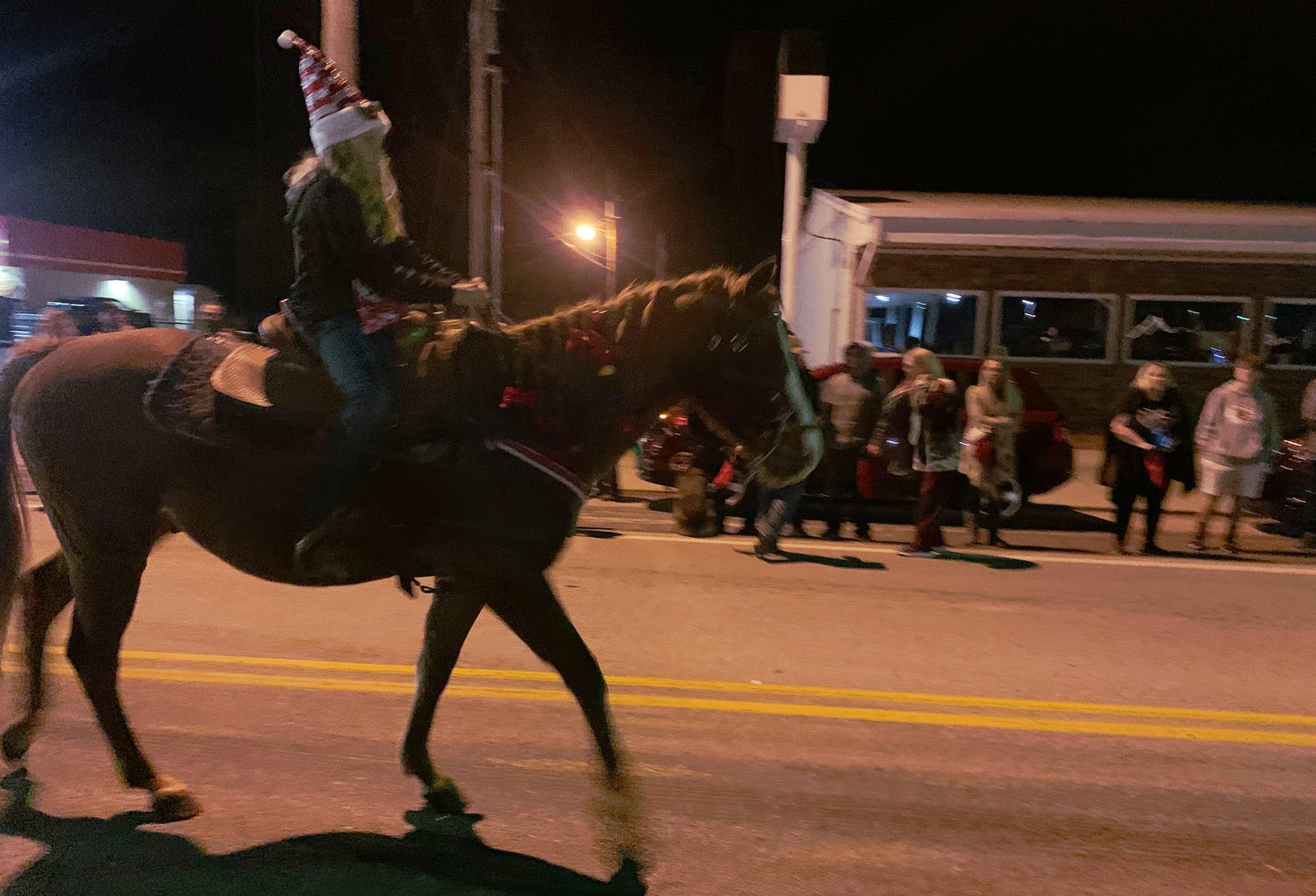 HORSES AND RIDERS finished out the 2021 Sparta Christmas Parade by strategically marching last in line.