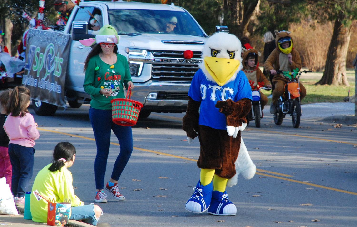 OZZY THE EAGLE, the mascot of Ozarks Technical Community College, represented Christian County’s Richwood Valley campus at the Nixa Christmas Parade.