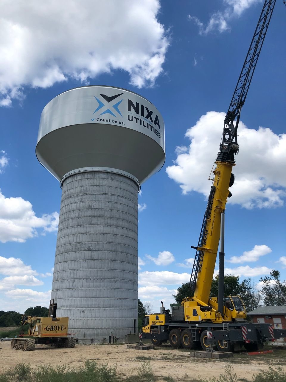Nixa Utilities water tower on Norton Road.