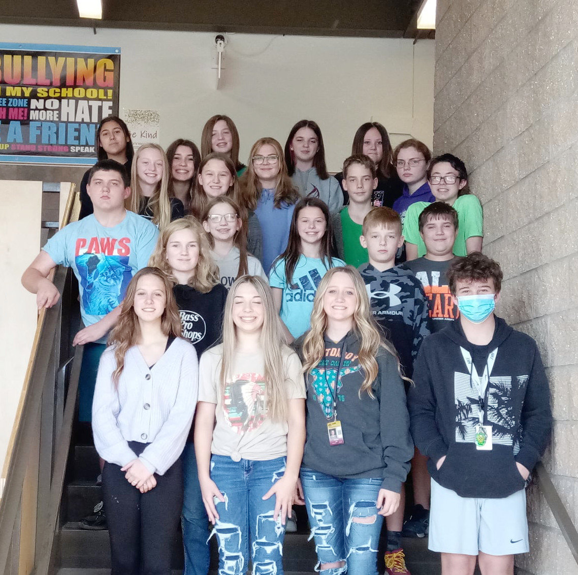 EQUATION BOOT CAMP -- Pictured, from left to right, first row: Sasha Mendeleyev, Sarah Essick, Chezney Lee, Saige Watkins, second row: Kate-Lynne Hensley, Jackson Carroll, third row: Patrick Rose, Cayleigh Gideon, Lilyan Carr, Collin Rogge, fourth row: Ella Christenson, Marley Stahl, Masen Gainer, Isaiah Verge, fifth row: Haylie Sowers, Jesse Baxter, Sophia Rose, sixth row: Linzy Colera, Maddie Hardee, Maddie Teague and Journey Rogers.