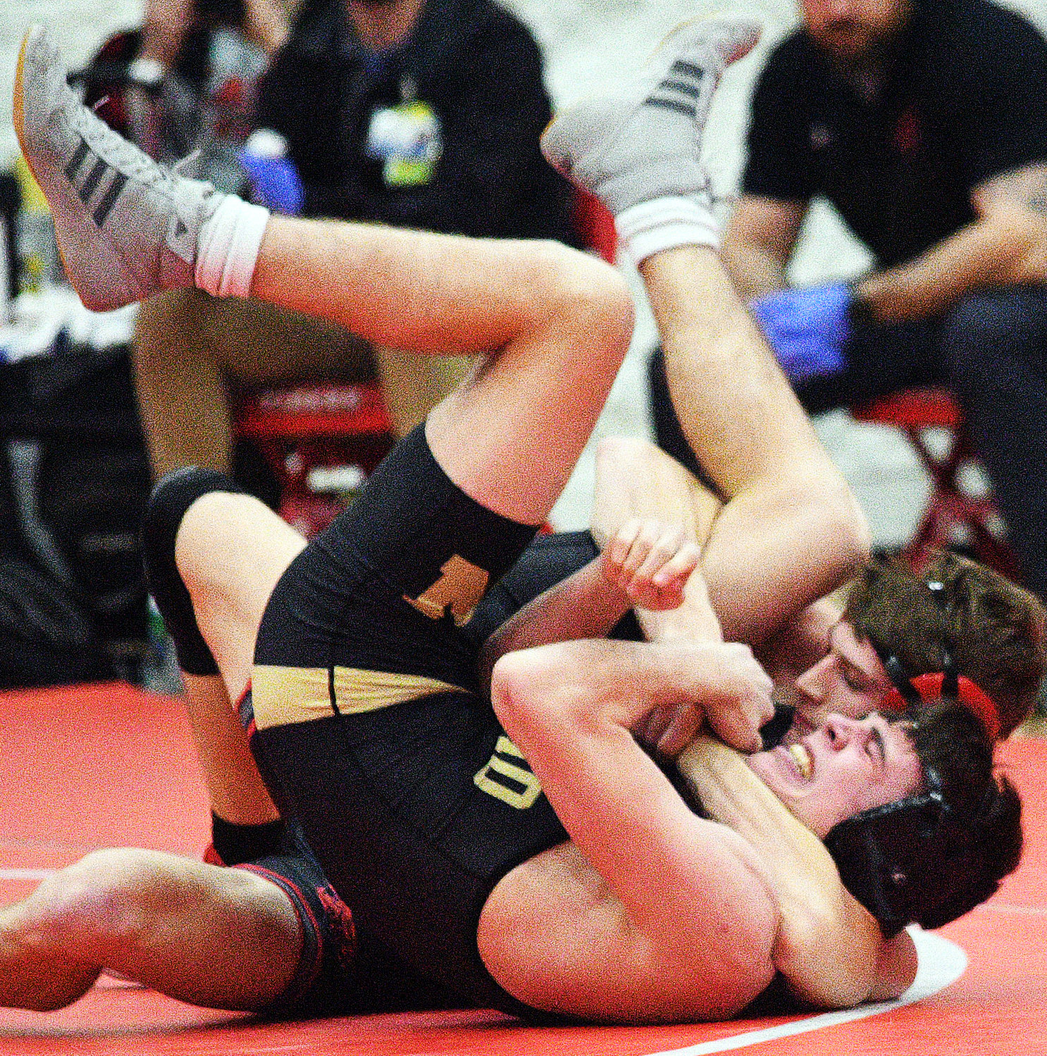 NOLAN MOELLER closes in on a fall.