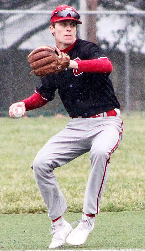 RHETT HAYWARD gets ready to throw after handling a ground ball at second base.