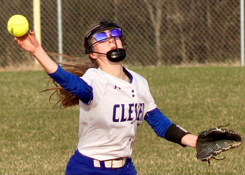 CLEVER'S KENNA WISE throws out a runner.