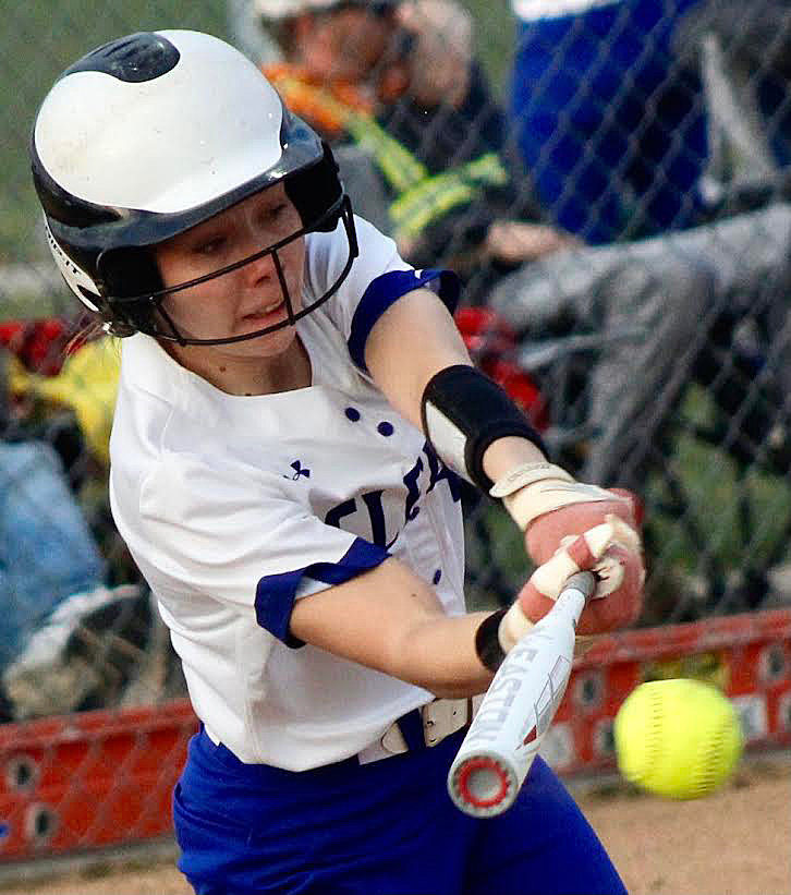 CLEVER'S CHLOE STIDHAM connects at-bat.