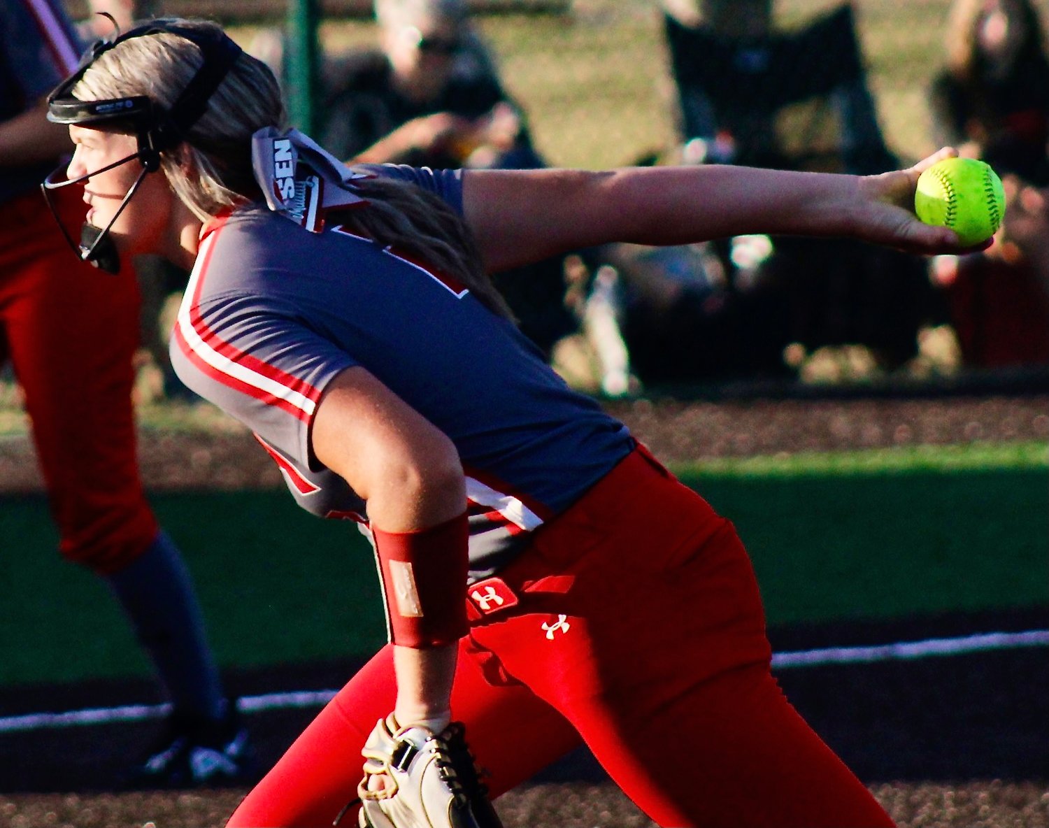 NIXA'S MADDY MEIERER eyes a delivery home against Branson on Tuesday.