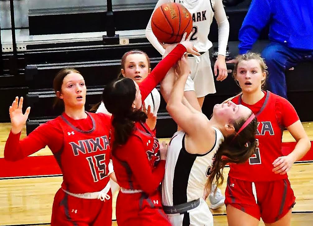 OZARK'S ALEXIS SOLOMAN draws a foul.