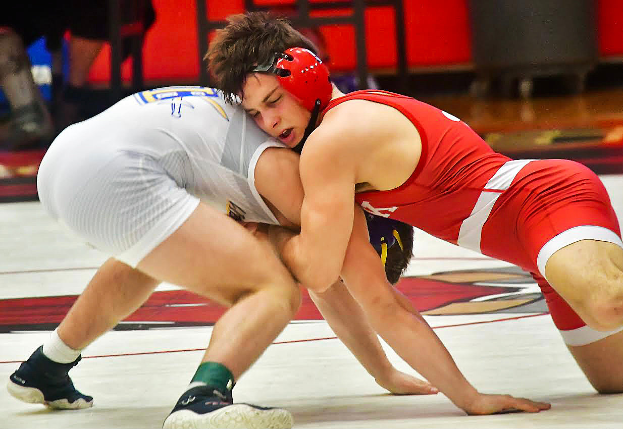 OZARK'S BRAXTON STRICK gains the upper hand on his opponent.
