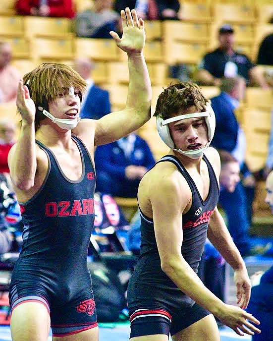 OZARK'S DAMIEN MOSELEY reacts to a victory.