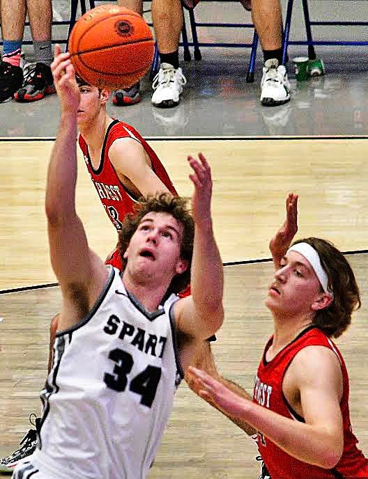 SPARTA'S JACOB LAFFERTY banks in a layup