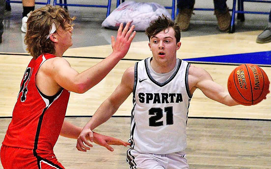 SPARTA'S MASON LETTERMAN looks to make a pass.