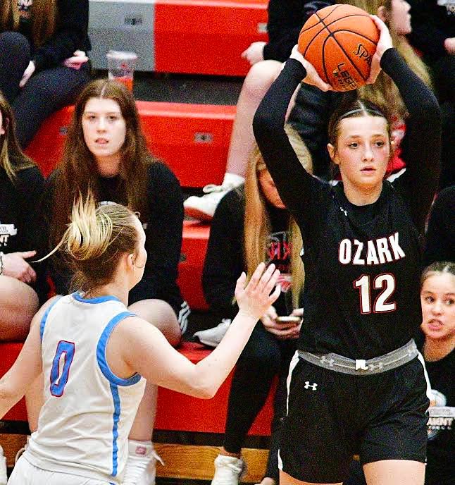 OZARK'S MACEY SULT looks to make a pass.